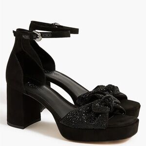 J. Crew factory Rhinestone bow platform heels $148